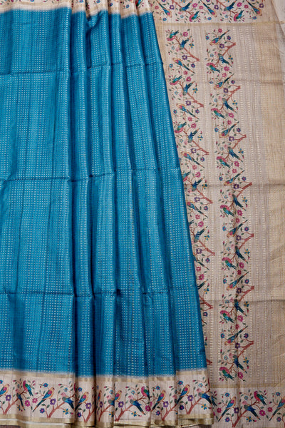 1268048-Palam-Silks-Shop-Online-Cerulean Semi Tussar Saree
