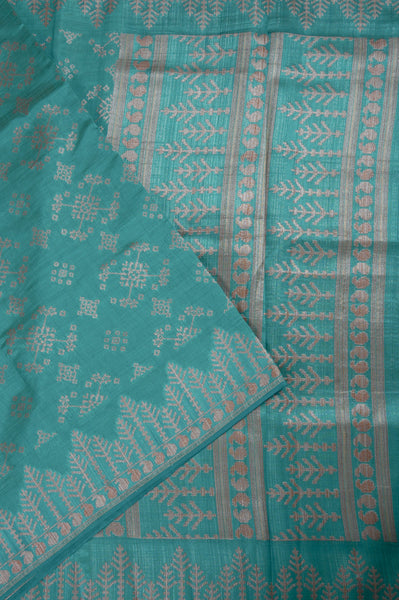 1268775-Palam-Silks-Shop-Online-Teal Blue Semi Tussar Saree