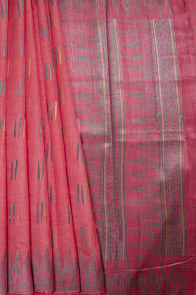 1268735-Palam-Silks-Shop-Online-Coral Pink Semi Tussar Saree