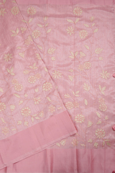 Light Baby Pink Semi Tussar Saree