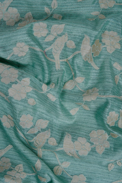 Icy Blue Semi Tussar Saree