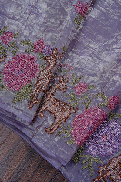 Lavender Semi Tussar Saree