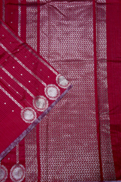 1269608-Palam-Silks-Shop-Online-Deep Crimson Semi Tussar Saree