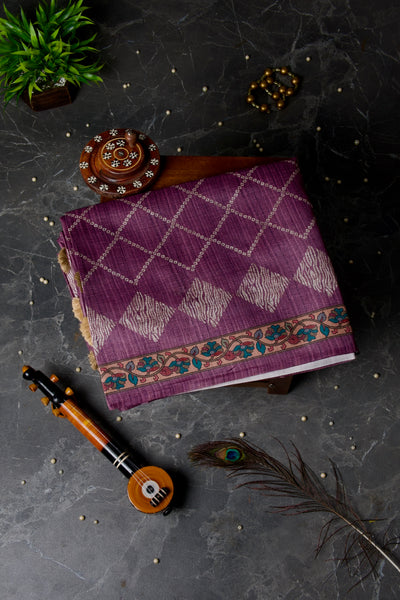 True Purple Semi Tussar Saree
