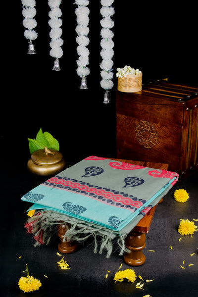 Light Sky Blue Cotton Saree