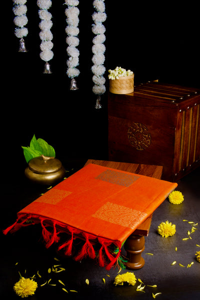 Orange Cotton Saree