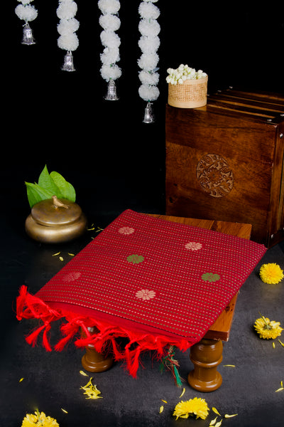 Ruby Red Cotton Saree