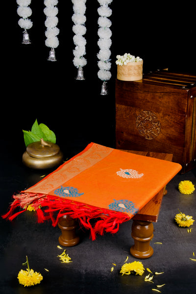 Red Orange Cotton Saree