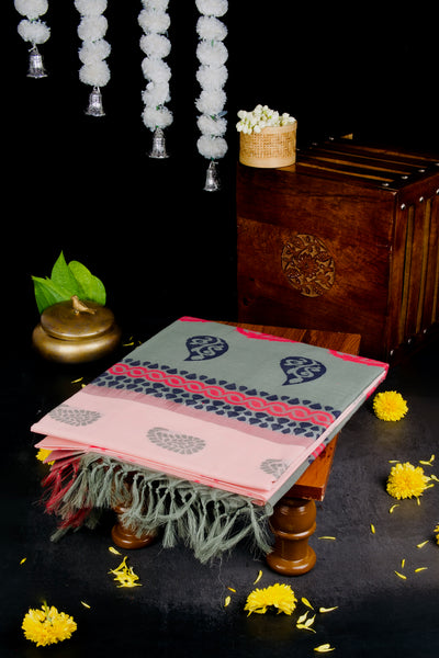 Light Rose Cotton Saree