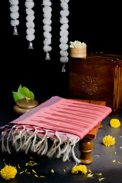 Coral Pink Cotton Saree