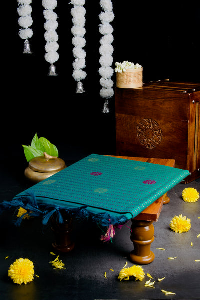 Peacock Green Cotton Saree