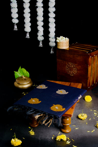 Midnight Blue Cotton Saree