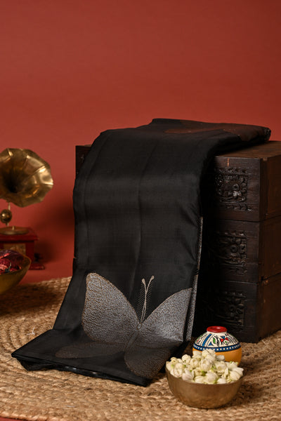 PALAM SILKS-Black Kanchipuram Silk Saree