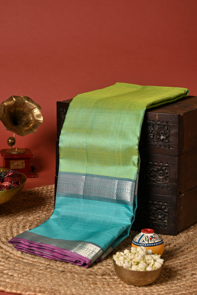 PALAM SILKS-Parrot green kanchipuram silk saree