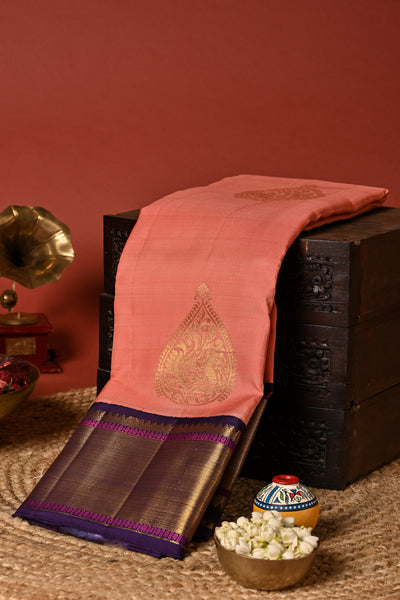 PALAM SILKS-Peach Kanchipuram Silk Saree