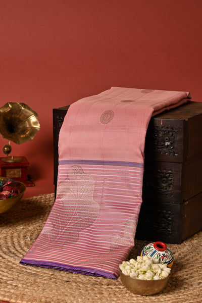 PALAM SILKS-Onion Pink Kanchipuram Silk Saree