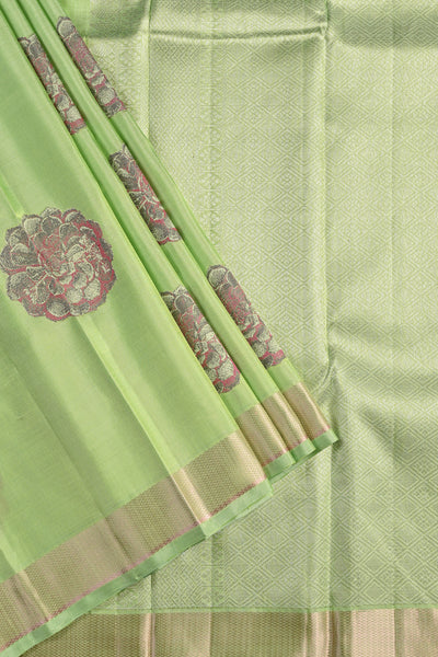PALAM SILKS-Mint Green Kanchipuram Silk Saree