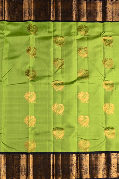 PALAM SILKS-Parrot Green Kanchipuram Silk Saree