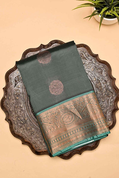 Palam Silks | Army Green Silk Mix Saree