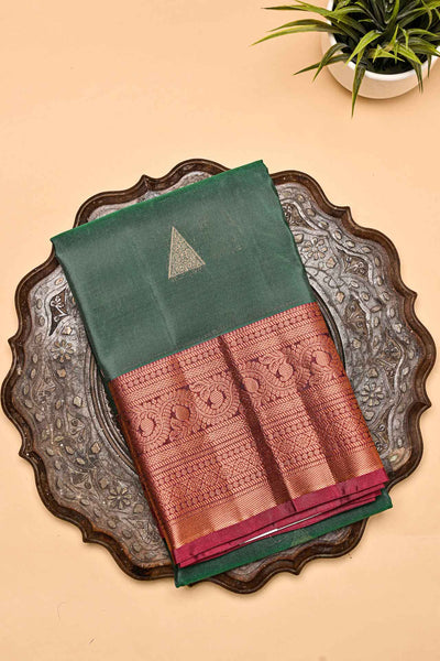 Palam Silks | Forest Green Silk Mix Saree