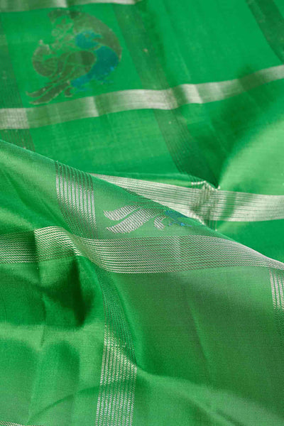 PALAM-SILKS-Neon Green Kanchipuram Silk Saree
