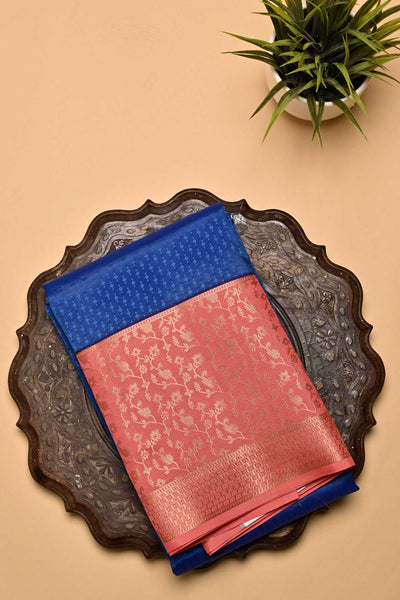 Palam-Silks-Royal Blue Silk Mix Saree