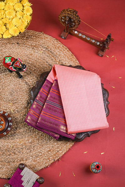 Rose Pink Kanchipuram Silk Saree