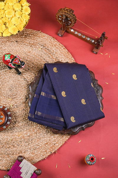 Ink Blue Kanchipuram Silk Saree
