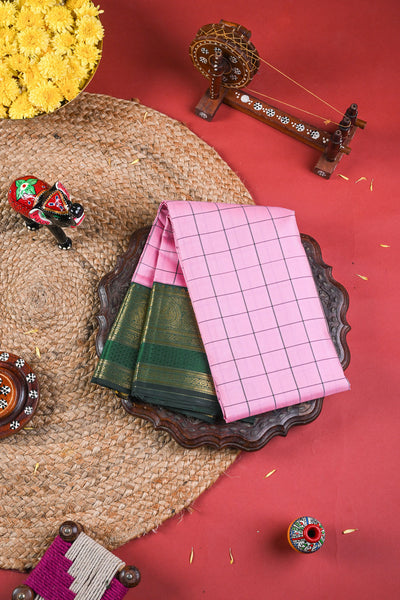 Bubblegum Pink Kanchipuram Silk Saree