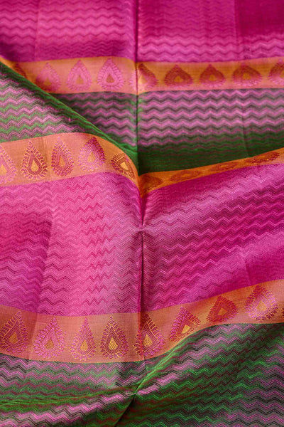 PALAM-SILKS-Pink and Green Kanchipuram Silk Saree