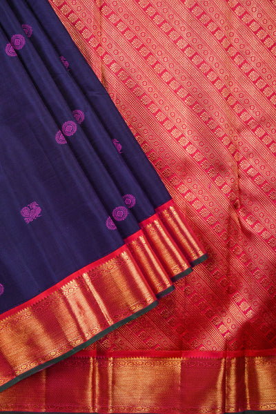 Ink Blue Kanchipuram Silk Saree
