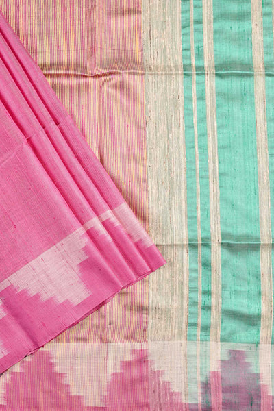Palam-Silks-Pink Jute Saree