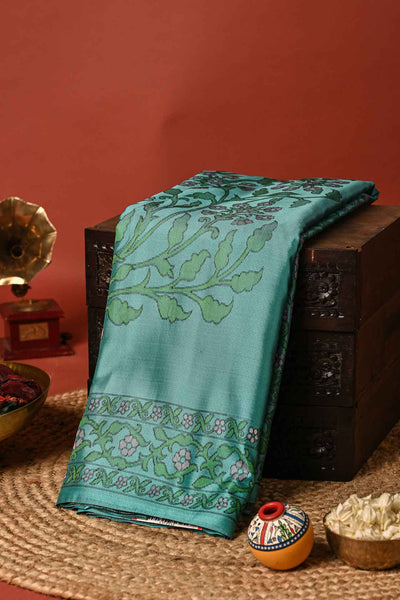 PALAM-SILKS-Teal Blue Kanchipuram Silk Saree