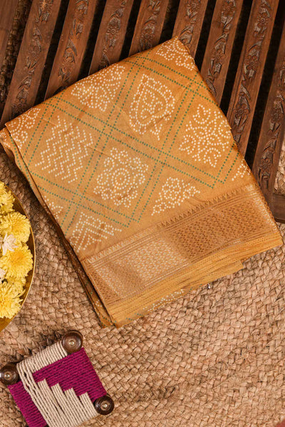 PALAM-SILKS-Yellow Semi Tussar Saree