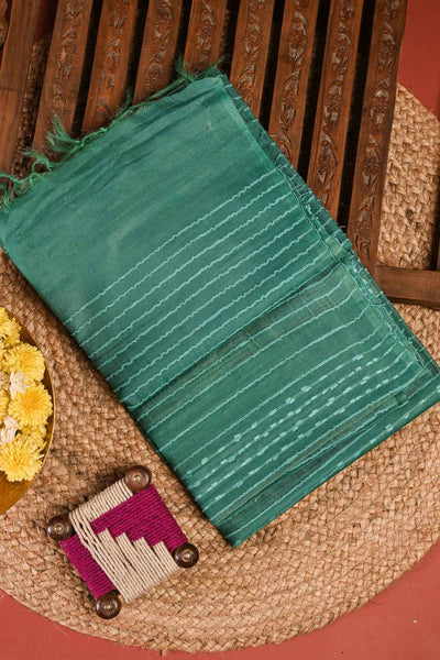 PALAM-SILKS-Sea Green Semi Linen Saree