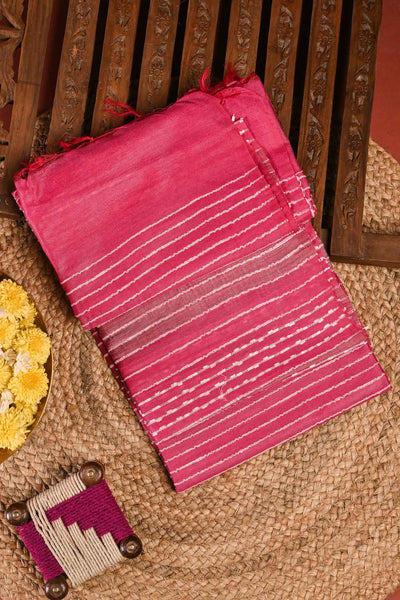 PALAM-SILKS-Candy Pink Semi Linen Saree