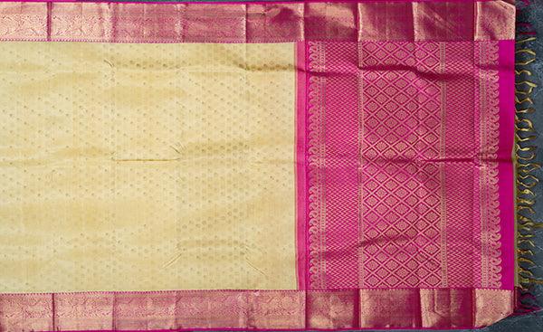 Cream Pure Kanchipuram Silk Saree