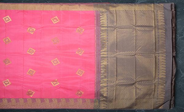 Pink & Purple Pure Kanchipuram Handloom Silk Saree with Pure Zari