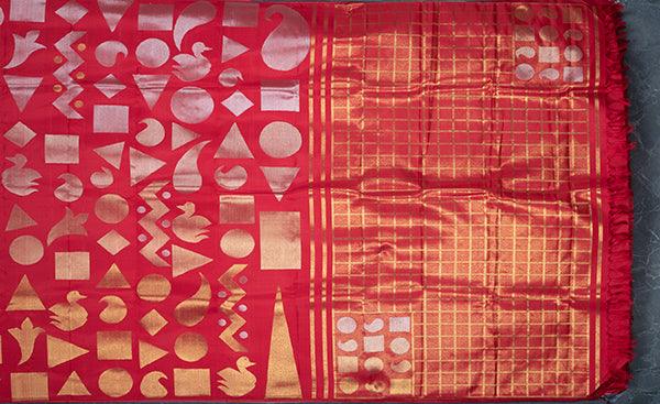 Borderless Red Kanchipuram Silk Saree
