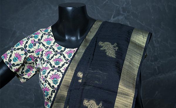 Banana Yellow Cotton Blouse with Kalamkari Prints