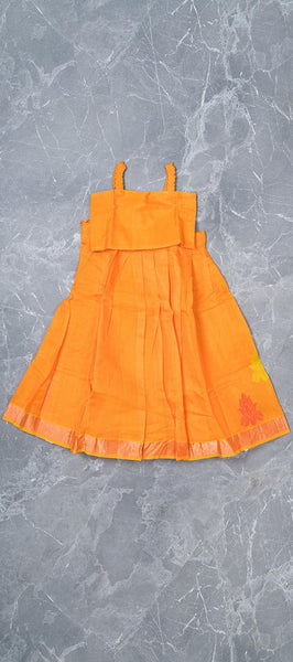 Orange Kids Silk Cotton Top and Skirt