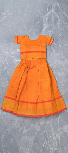 Orange Kids Silk Cotton Top and Skirt