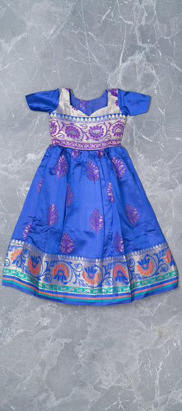 Indigo Blue Tussar Silk Gown
