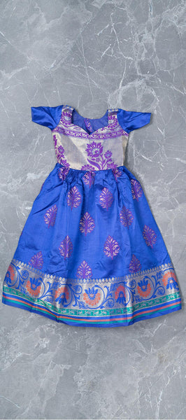 Indigo Blue Tussar Silk Gown