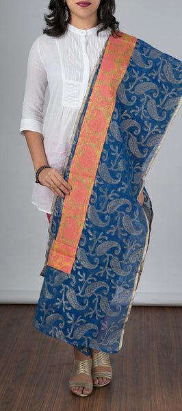 Cobalt Blue Kora Dupatta