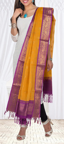 Orange & Purple Kora Silk Dupatta