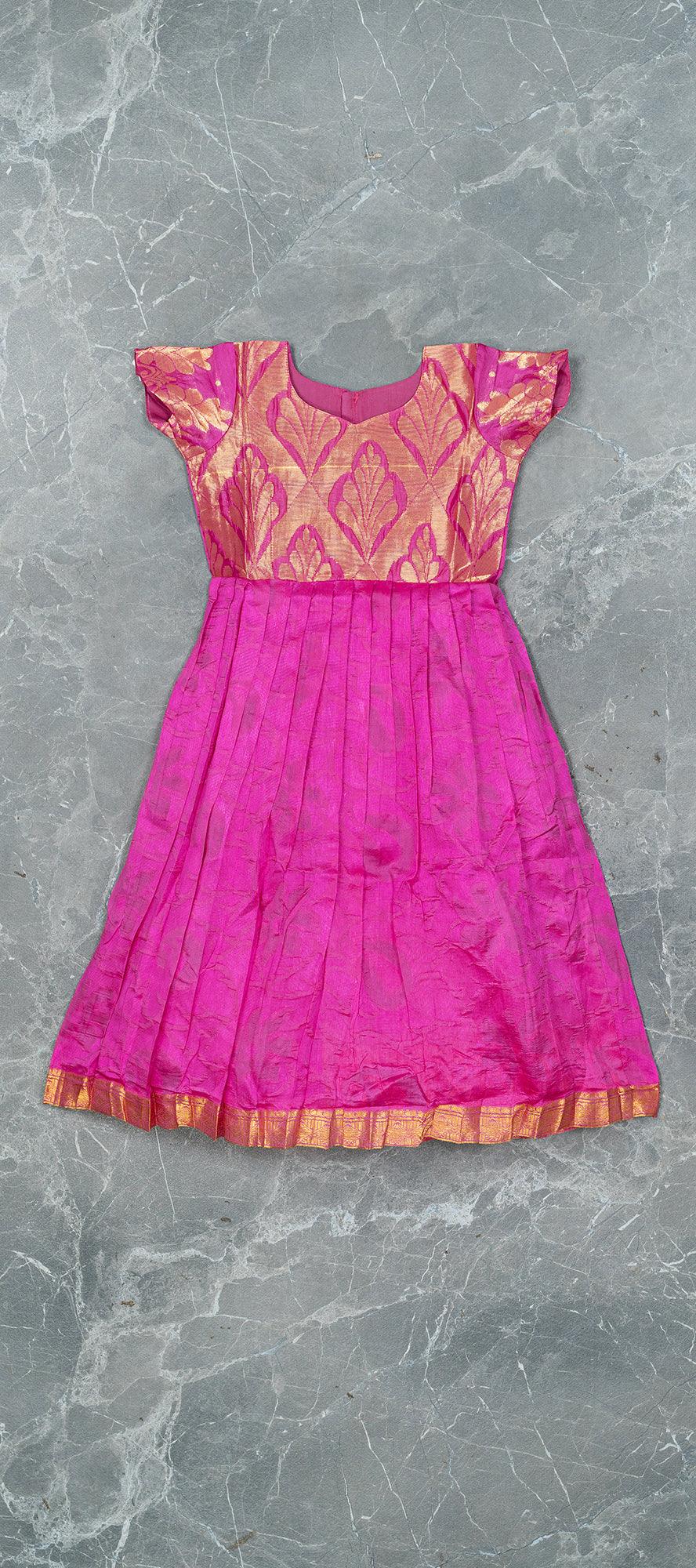 Shop Kids Girls Pink Digital Printed Cotton Silk Gown After Six Wear Online  at Best Price | Cbazaar