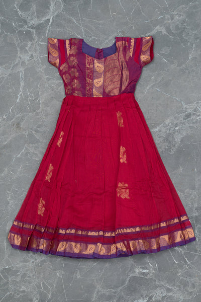 Red Kids Gown in Silk Cotton