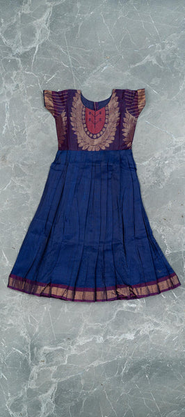 Ink Blue Silk Cotton Kids Gown