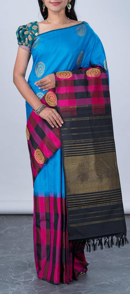 Blue Kanchipuram Silk Saree